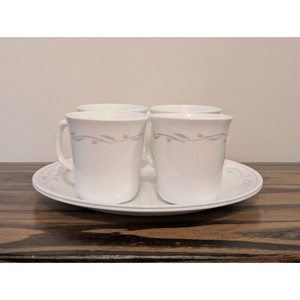 Vintage Corelle Silk Roses Dinnerware Set - (6 Piece Set) USA